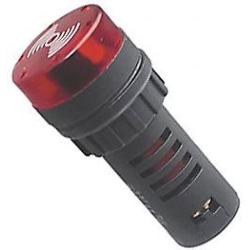 Kontrolka LED 24 V, 29 mm, AD16-22SM, červená s bzučákem