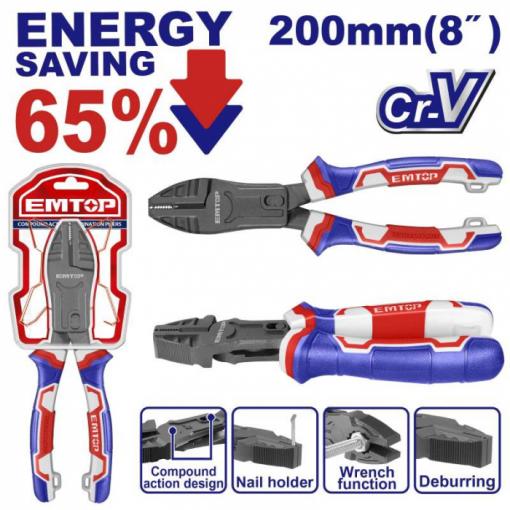 Kleště kombinované převodové 200 mm (úspora síly 65%)