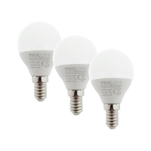 LED žárovka E14 P45 Trixline, 6 W, 230 V, teplá bílá, 3 ks