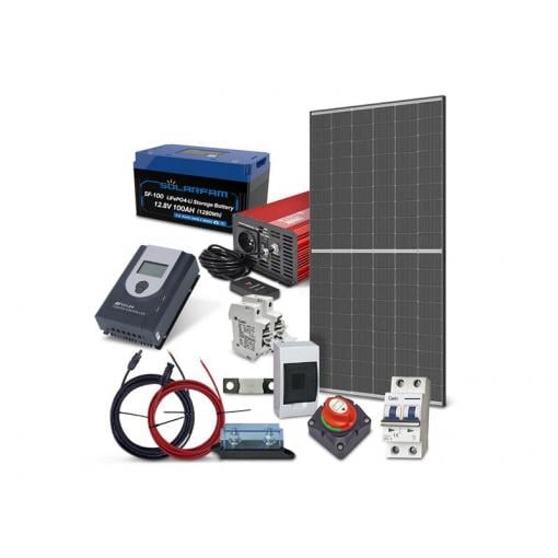Solární sestava ostrovní TRINA 455Wp, baterie LiFePO4 12V 100Ah, měnič 230VAC 1000W
