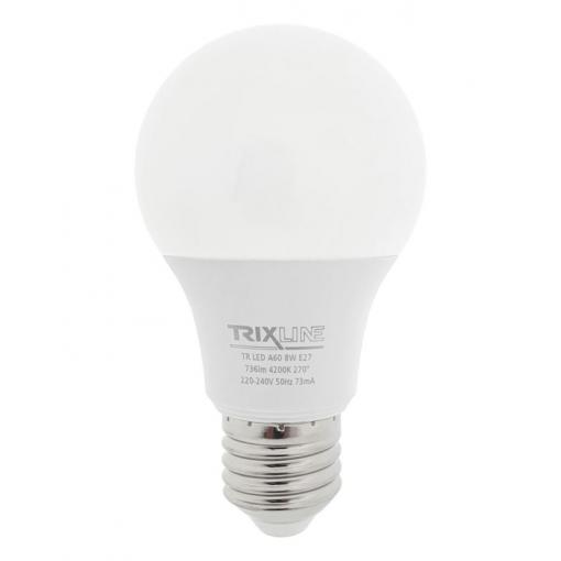 LED žárovka E27 A60 Trixline, 8 W, 230 V, denní bílá 4200 K
