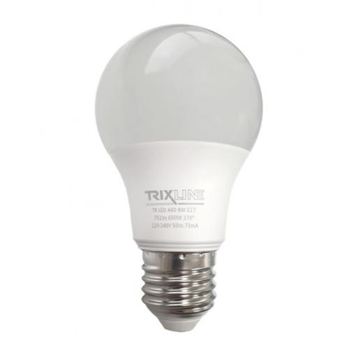 LED žárovka E27 A60 Trixline, 8 W, 230 V, studená bílá 6500 K