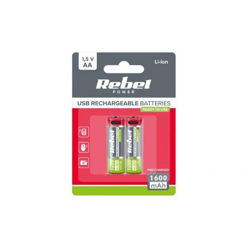Baterie AA (R06) nabíjecí 1,5V/1600mAh REBEL 2ks / blistr BAT2014