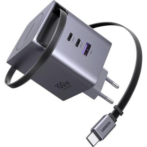 UGREEN Nexode Pro X616 100W GaN Fast Charger nabíjecí adaptér, GaN, 2x USB-C®, 1x USB A , 100 W, QC 2,0, QC 3.0, QC 4+, Power Delivery 3.0, PPS, šedá