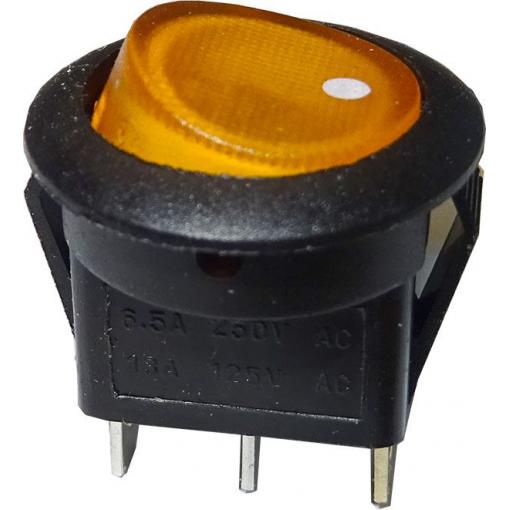 Kolébkový vypínač MIRS101-8, ON-OFF, 250 V / 6,5 A, prosvětlený, žlutý