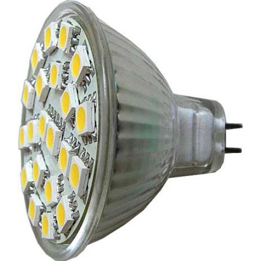 LED žárovka MR16 21× SMD5050, 4 W, 12 V DC, denní bílá 4000 K