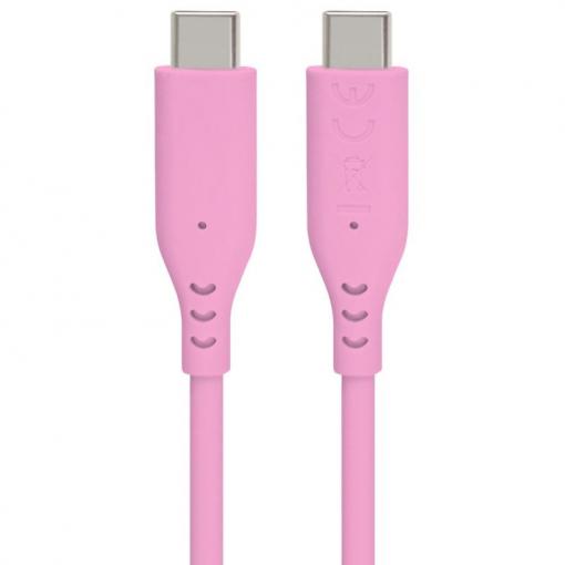 Silikonový kabel USB-C, 60 W, 480 Mbps, 1,5 m, růžový