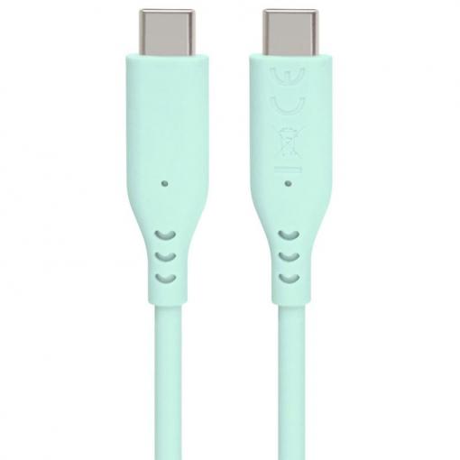 Silikonový kabel USB-C 60W 480Mbps, 1,5 m, tyrkysový