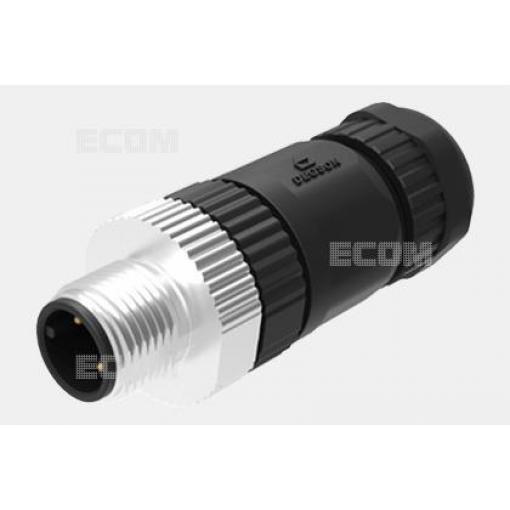 Vidlice M12 kód A, 8 pinů, na kabel, 30 V / 2 A, IP67