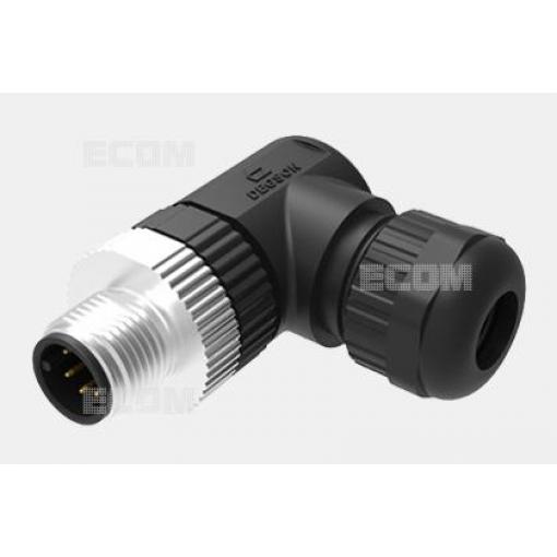 Průmyslový konektor M12 vidlice, kód B, 5P, 90°, 60 V / 4 A, IP67