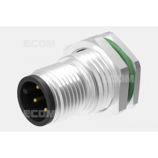 Vidlice M12 kód D, 4pólová, 250 V / 4 A, IP68, panel