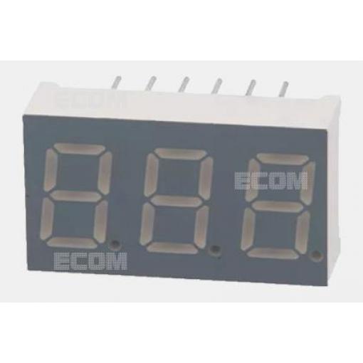 LED displej 3místný 7segmentový LD-FYT-3631BUHR-21, 9,2 mm, červený