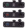 Vodotěsná zásuvka 12 V / 20 A + USB + voltmetr, zelené podsvícení