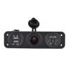 Vodotěsná zásuvka 12 V / 20 A + USB + voltmetr, zelené podsvícení