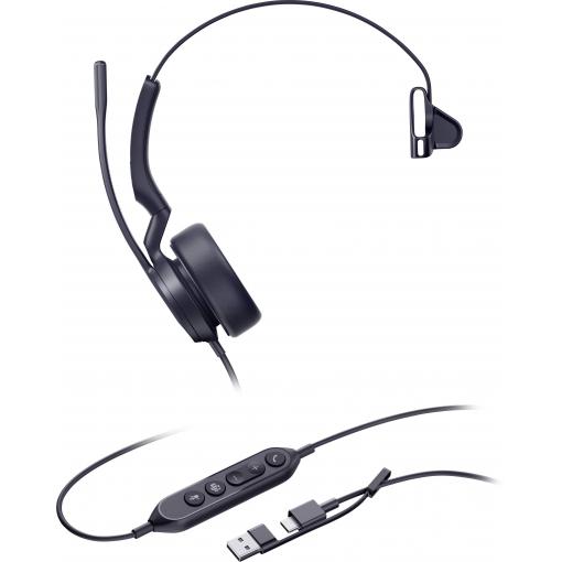 Yealink UH44 Mono Teams USB-C/A Headset otevřená (On Ear) kabelová černá telefon
