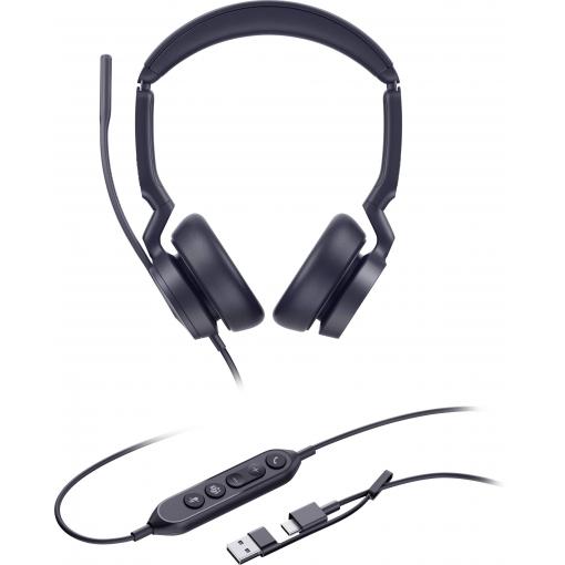 Yealink UH46 Dual Teams USB-C/A Headset otevřená (On Ear) kabelová černá telefon