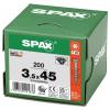 SPAX 0191040350453 šroub ze zápustnou hlavou 3.5 mm 45 mm T-STAR plus ocel 200 ks