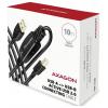 AXAGON USB kabel USB 2.0 USB-B zástrčka 10 m černá pozlacené kontakty, Aktivní se zesílením signálu ADR-210B