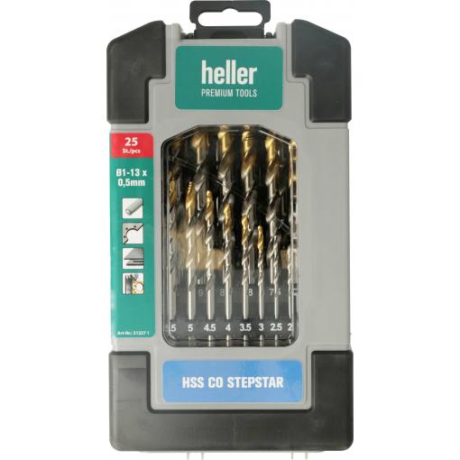 Heller 312271 HSS-Co Stepstar 25 tlg. HSS-Co sada spirálových vrtáku do kovu DIN 338 1 sada
