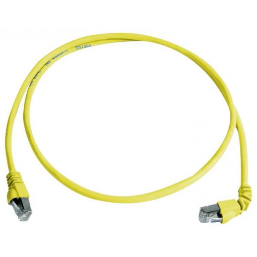 Telegärtner 100008018 RJ45 síťové kabely, propojovací kabely CAT 6A S/FTP 0.5 m žlutá samozhášecí, S průchodkou chránící proti zlomení 1 ks