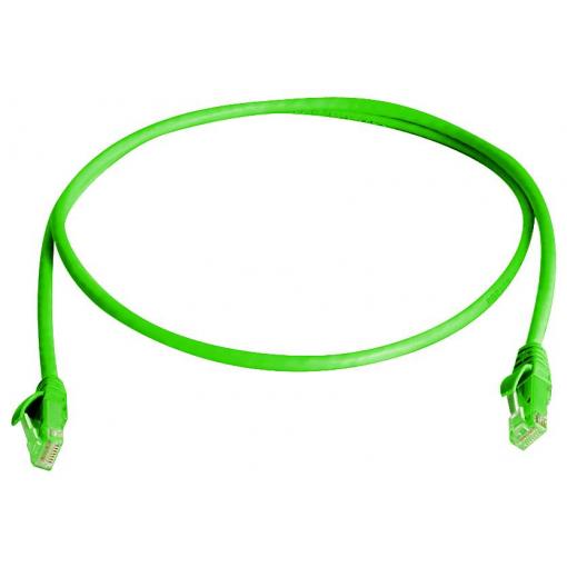Telegärtner 100008718 RJ45 síťové kabely, propojovací kabely CAT 6 5.0 m zelená samozhášecí, S průchodkou chránící proti zlomení 1 ks