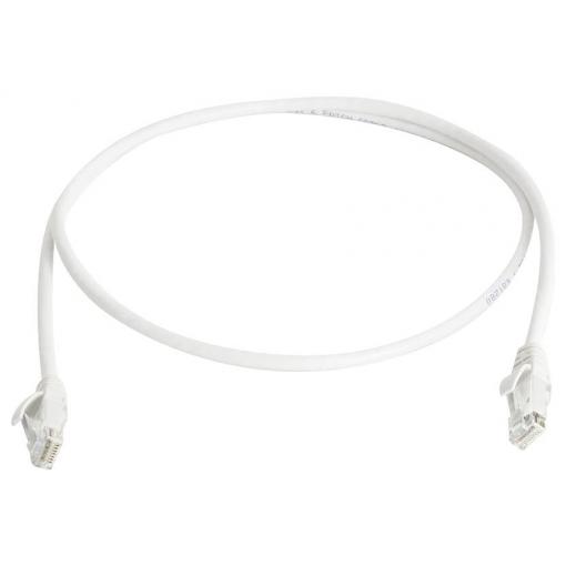 Telegärtner 100008522 RJ45 síťové kabely, propojovací kabely CAT 6 3.0 m bílá samozhášecí, S průchodkou chránící proti zlomení 1 ks