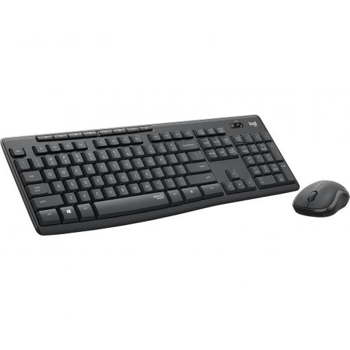 Logitech MK295 bezdrátový sada klávesnice a myše odolné proti stříkající vodě, s číselnou klávesnicí, ergonomická, Tiché klávesy US anglická, QWERTY grafit