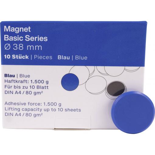 magnetoplan magnet Basic Serie (Ø) 38 mm kulatý modrá 10 ks 1863803