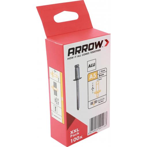 Arrow Tool Group 001133 slepý nýt (Ø x d) 5 mm x 8 mm hliník hliník RA 5 X 8 ALU 100ST 100 ks