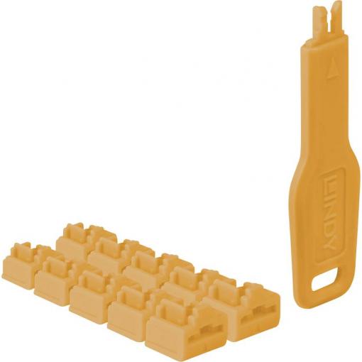 LINDY 47897 Portové zámky RJ-45 + klíč oranžová