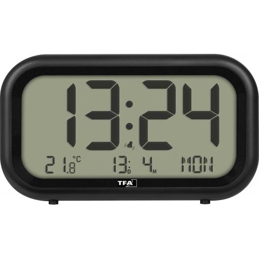 TFA Dostmann 60.2052.01 Quartz budík černá časů buzení 1 velký displej , extra hlasitý budicí tón