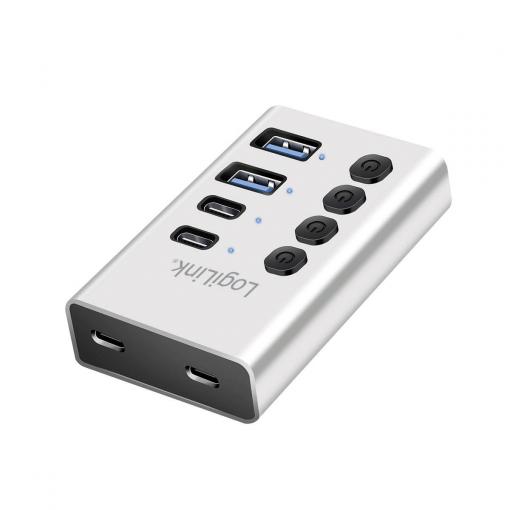 LogiLink UA0446 USB Hub 2 + 2 port USB-A, USB-C® USB 3.2 Gen1 5 GBit/s hliník UA0446