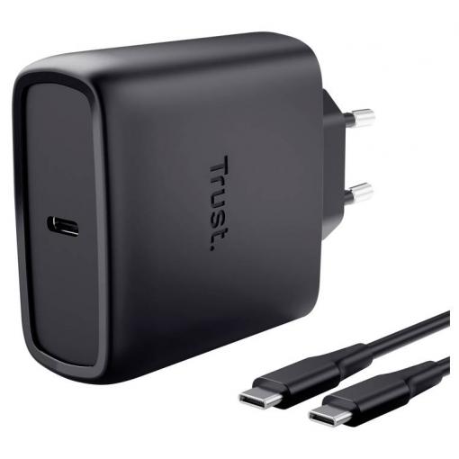 Trust USB nabíječka, GaN, USB Power Delivery (USB-PD) , Rychlonabíječka, 65 W, Power Delivery 3.0, PPS, černá