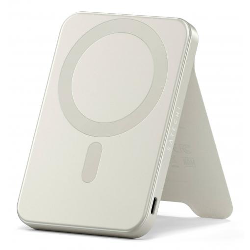 Satechi OntheGo Magnetic Qi2 powerbanka 5000 mAh, Qi 2, MagSafe, písková