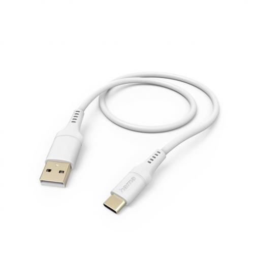 Hama Nabíjecí kabel USB USB 2.0 USB-A zástrčka, USB-C ® zástrčka 1.5 m bílá flexibilní provedení 00201571