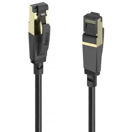 Hama 00202003 RJ45 síťové kabely, propojovací kabely CAT 8 S/FTP 5 m černá Plášť kabelu z recyklovaného materiálu 1 ks