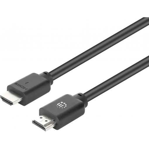 Manhattan HDMI kabel Zástrčka HDMI-A, Zástrčka HDMI-A 5 m černá 356671 4K UHD, PVC plášť, pozlacené kontakty, dvoužilový stíněný HDMI kabel