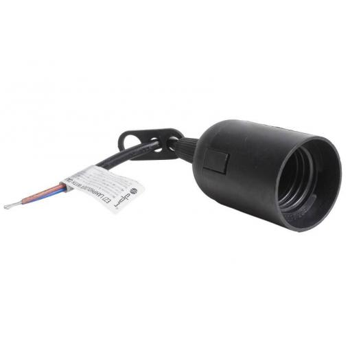 Objímka E27 s vnějším závitem a kabelem 10 cm, černá