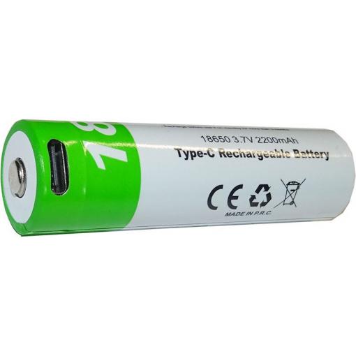 Li-Ion akumulátor ICR18650 3,7 V / 2000 mAh, USB-C, TINKO