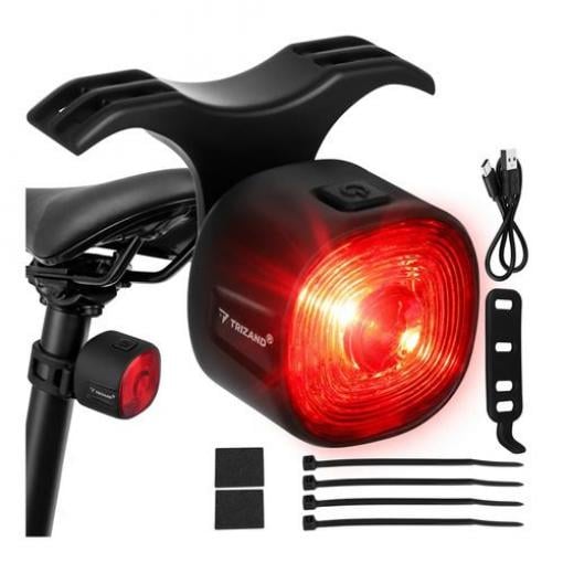 Zadní červená LED lampa na kolo, USB, 6 režimů, IP66, Trizand