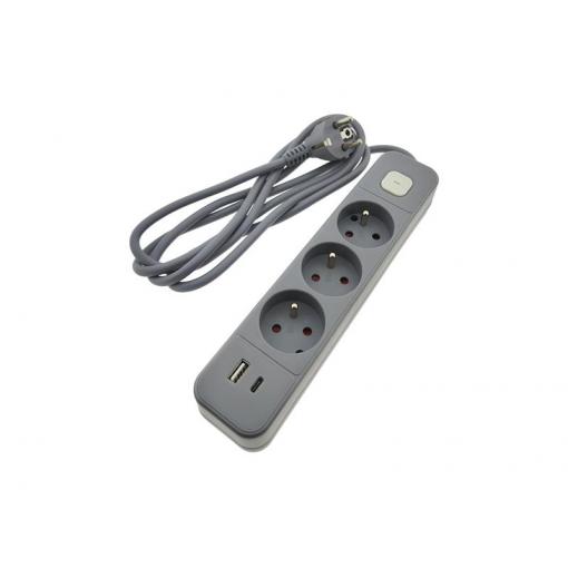 Prodlužovací kabel 3 zásuvky 2m QTECQ-417F s vypínačem