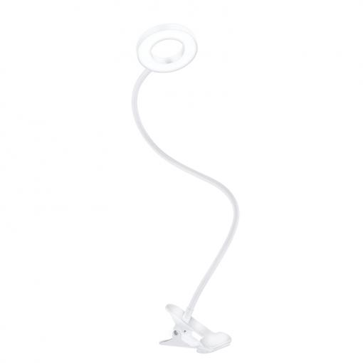 Solight LED stmívatelná stolní lampička s klipem bílá, 300lm, nastavitelná teplota světla, USB - WO66-W