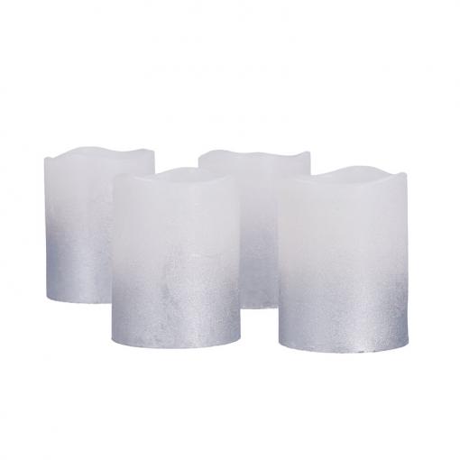 Solight sada LED svíček s časovačem, 4x svíčka, 6,5cm, stříbrná barva, 4xCR2032 součástí - 1V284