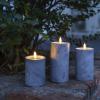Solight sada LED svíček s časovačem, 3x svíčka, 10/13/15cm, šedá, 2xAA - 1V285