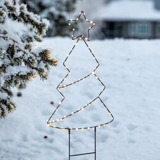Solight LED venkovní dekorace vánoční stromeček, 85x LED, časovač, 68cm, 3x AA - 1V290