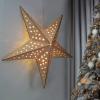 Solight LED dřevěná vánoční hvězda, závěsná, časovač, 20x LED, 65cm, 2x AA - 1V293
