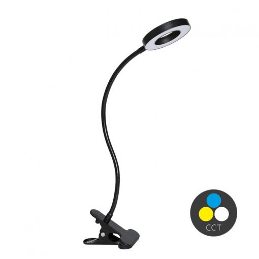 ECOLITE LED stolní lampa dotyková MILA 8W, volba teploty světla, stmívatelná, černá, USB kabel, LU15A-CR