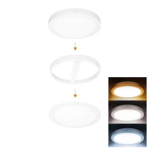Solight LED mini panel koupelnový 2v1, 3CCT, podhledový/přisazený, 24W, 2040lm, IP54, bílá, kulatý - WD244-W