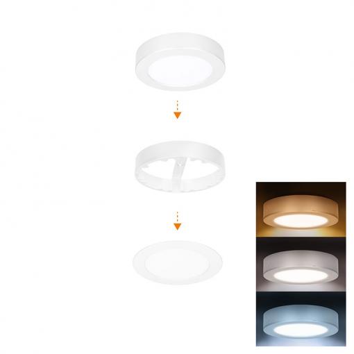 Solight LED mini panel koupelnový 2v1, 3CCT, podhledový/přisazený, 12W, 1020lm, IP54, bílá, kulatý - WD240-W