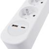 Solight prodlužovací přívod 5 zásuvek, USB A+C 20W PD, 3m, 3 x 1mm2, bílý, vypínač - PP152PD20